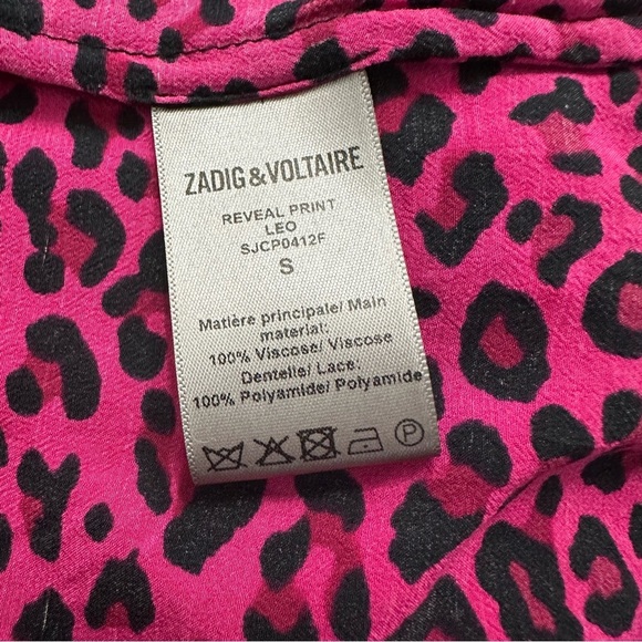 Zadig & Voltaire Reveal Leopard Print Mini Dress Framboise Pink Small Coquette - Picture 6 of 9